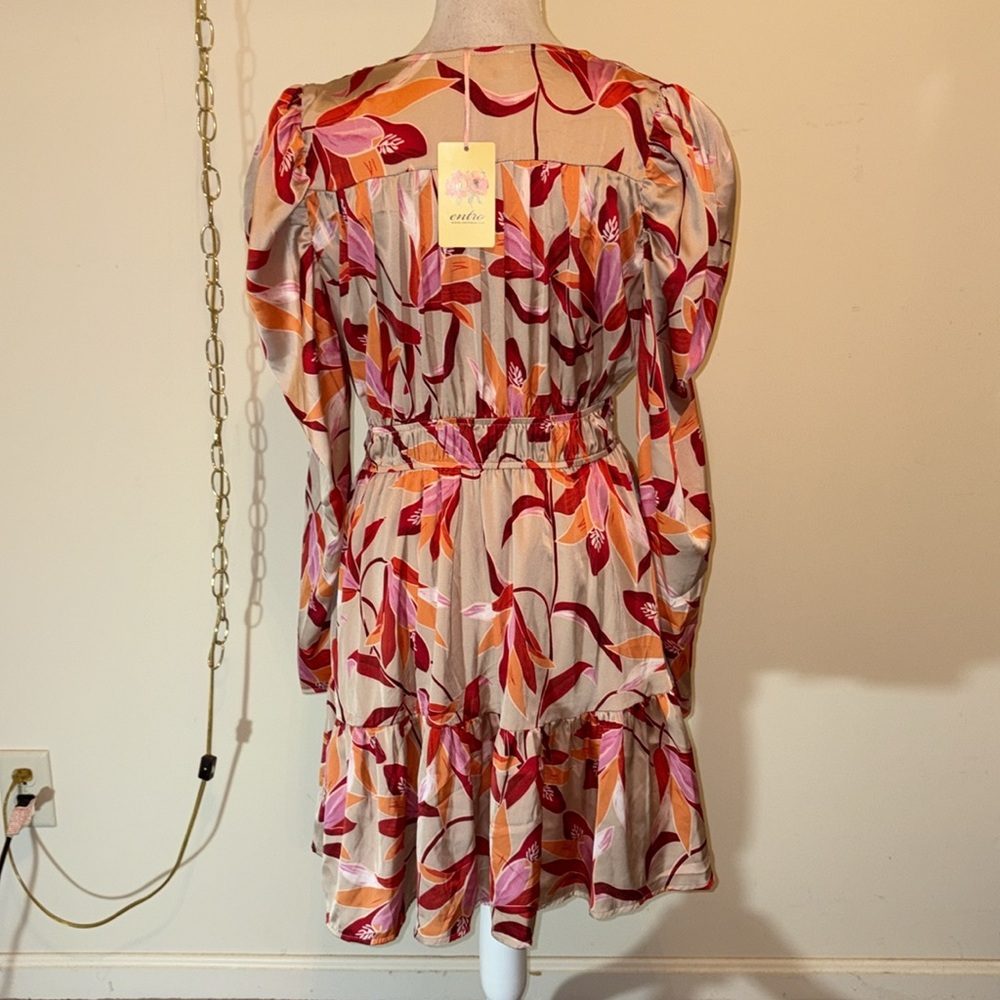 Entro v neck floral long sleeve mini dress - Picture 4 of 7